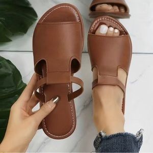 Women's Casual Flat Slippers, Open Round toe.